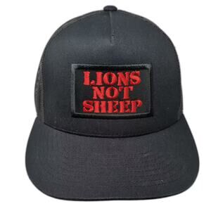 Lions Not Sheep Trucker Hat Black Red Snapback One Size Adjustable Mesh Patch